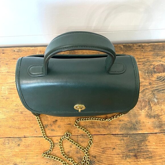 Coach Vintage Manor Leather Top Handle Satchel in Bottle Green #9977 - Picture 4 of 16